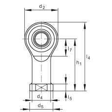 桿端軸承 GIKSR5-PS, 根據(jù) DIN ISO 12 240-4 標(biāo)準(zhǔn)，特種鋼材料，帶右旋內(nèi)螺紋，免維護(hù)