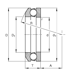 推力深溝球軸承 53202, 根據(jù) DIN 711/ISO 104 標(biāo)準(zhǔn)的主要尺寸，單向，帶球面軸承座圈，可分離