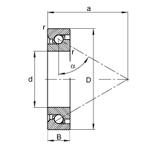 推力角接觸球軸承 BSB060120-T, 單向，接觸角 α = 60°，限制公差