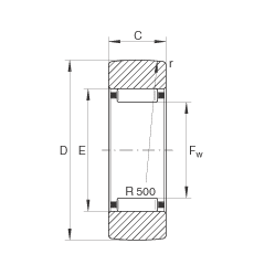 支撐型滾輪 RSTO25, 無軸向引導(dǎo)，外圈無擋邊