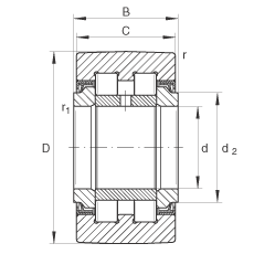 支撐型滾輪 PWTR17-2RS, 滿裝滾子，軸向引導(dǎo)，兩側(cè)唇密封