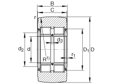 支撐型滾輪 NNTR110X260X115-2ZL, 滿裝滾子，軸向引導(dǎo)，兩側(cè)唇密封