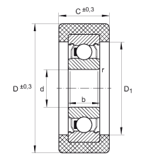 滾輪 KLRZ10X30X10-2Z, 帶塑料箍，兩側(cè)密封