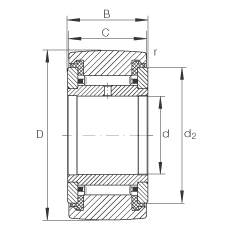 支撐型滾輪 NATR12-PP, 軸向引導(dǎo)，兩側(cè)用推力滑動(dòng)墊圈