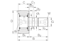 螺栓型滾輪 KR35, 軸向引導(dǎo)，兩側(cè)間隙密封