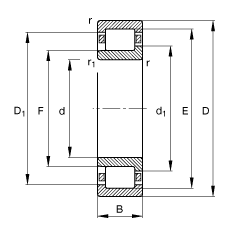 圓柱滾子軸承 NJ424-M1, 根據(jù) DIN 5412-1 標(biāo)準(zhǔn)的主要尺寸, 半定位軸承, 可分離, 帶保持架