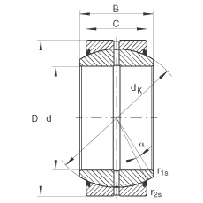 關(guān)節(jié)軸承 GE45-DO-2RS, 根據(jù) DIN ISO 12 240-1 標準, 需維護，兩側(cè)唇密封