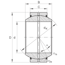 關(guān)節(jié)軸承 GE120-FO-2RS, 根據(jù) DIN ISO 12 240-1 標(biāo)準(zhǔn), 需維護，兩側(cè)唇密封