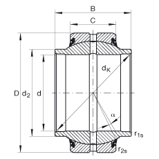 關(guān)節(jié)軸承 GE80-HO-2RS, 根據(jù) DIN ISO 12 240-1 標(biāo)準(zhǔn), 需維護(hù)，兩側(cè)唇密封