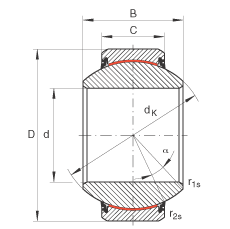 關(guān)節(jié)軸承 GE240-FW-2RS, 根據(jù) DIN ISO 12 240-1 標(biāo)準(zhǔn), 免維護(hù)，兩側(cè)唇密封