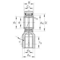 液壓桿端軸承 GIHNRK40-LO, 根據(jù) DIN ISO 12 240-4 標(biāo)準(zhǔn)，帶右旋螺紋夾緊裝置，需維護(hù)