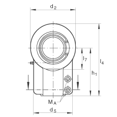 液壓桿端軸承 GIHNRK80-LO, 根據(jù) DIN ISO 12 240-4 標(biāo)準(zhǔn)，帶右旋螺紋夾緊裝置，需維護(hù)