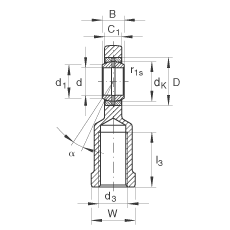 桿端軸承 GIR30-DO, 根據(jù) DIN ISO 12 240-4 標(biāo)準(zhǔn)，帶右旋內(nèi)螺紋，需維護(hù)