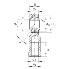 桿端軸承 GIKL14-PB, 根據(jù) DIN ISO 12 240-4 標準，帶左旋內(nèi)螺紋，需維護