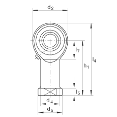 桿端軸承 GIKL14-PB, 根據(jù) DIN ISO 12 240-4 標準，帶左旋內(nèi)螺紋，需維護