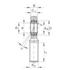 桿端軸承 GAL60-DO-2RS, 根據(jù) DIN ISO 12 240-4 標準，帶左旋外螺紋，需維護，兩側(cè)唇密封