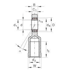 桿端軸承 GIL6-UK, 根據(jù) DIN ISO 12 240-4 標準，帶左旋內(nèi)螺紋，需維護