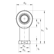 桿端軸承 GIL6-UK, 根據(jù) DIN ISO 12 240-4 標準，帶左旋內(nèi)螺紋，需維護