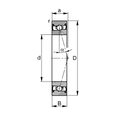 主軸軸承 HSS71919-C-T-P4S, 調(diào)節(jié)，成對安裝，接觸角 α = 15°，兩側唇密封，非接觸，加嚴公差