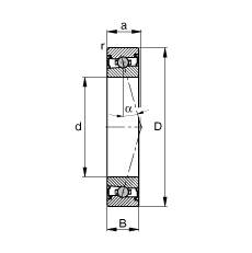 主軸軸承 HCS7013-C-T-P4S, 調節(jié)，成對安裝，接觸角 α = 15°，兩側唇密封，非接觸，限制公差