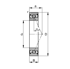 主軸軸承 HCS71924-E-T-P4S, 調(diào)節(jié)，成對(duì)或單元安裝，接觸角 α = 25°，兩側(cè)唇密封，非接觸，限制公差