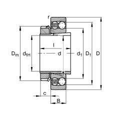 自調心球軸承 1316-K-M-C3 + H316, 根據(jù) DIN 630 和 DIN 5415 標準的主要尺寸, 帶錐孔和緊定套