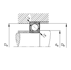 角接觸球軸承 7005-B-2RS-TVP, 接觸角 α = 40°, 兩側(cè)唇密封