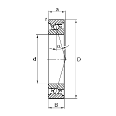 主軸軸承 HS7016-C-T-P4S, 調(diào)節(jié)，成對安裝，接觸角 α = 15°，限制公差