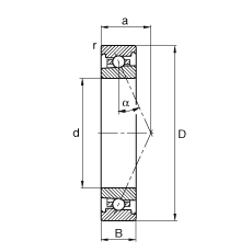 主軸軸承 HS7020-E-T-P4S, 調(diào)節(jié)，成對或單元安裝，接觸角 α = 25°，限制公差