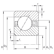 薄截面軸承 CSED070, 角接觸球軸承，類型E，運行溫度 -54°C 到 +120°C