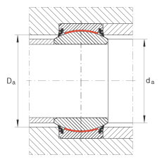 關(guān)節(jié)軸承 GE240-UK-2RS, 根據(jù) DIN ISO 12 240-1 標(biāo)準(zhǔn), 免維護(hù)，兩側(cè)唇密封