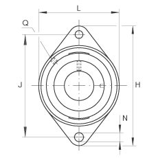 軸承座單元 PCJT1-15/16, 對角法蘭軸承座單元，鑄鐵，根據(jù) ABMA 15 - 1991, ABMA 14 - 1991, ISO3228 帶有偏心緊定環(huán)，P型密封，英制