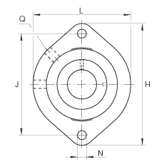 軸承座單元 GLCTE12, 帶兩個(gè)螺栓孔的法蘭的軸承座單元，鑄鐵，偏心鎖圈，P 型密封