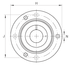 軸承座單元 RA45, 帶三個/四個螺栓孔的法蘭的軸承座單元，沖壓鋼板，偏心鎖圈，P型密封