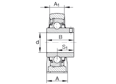 直立式軸承座單元 RASEY2, 鑄鐵軸承座，外球面球軸承，根據(jù) ABMA 15 - 1991, ABMA 14 - 1991, ISO3228 內(nèi)圈帶有平頭螺栓，R型密封，英制